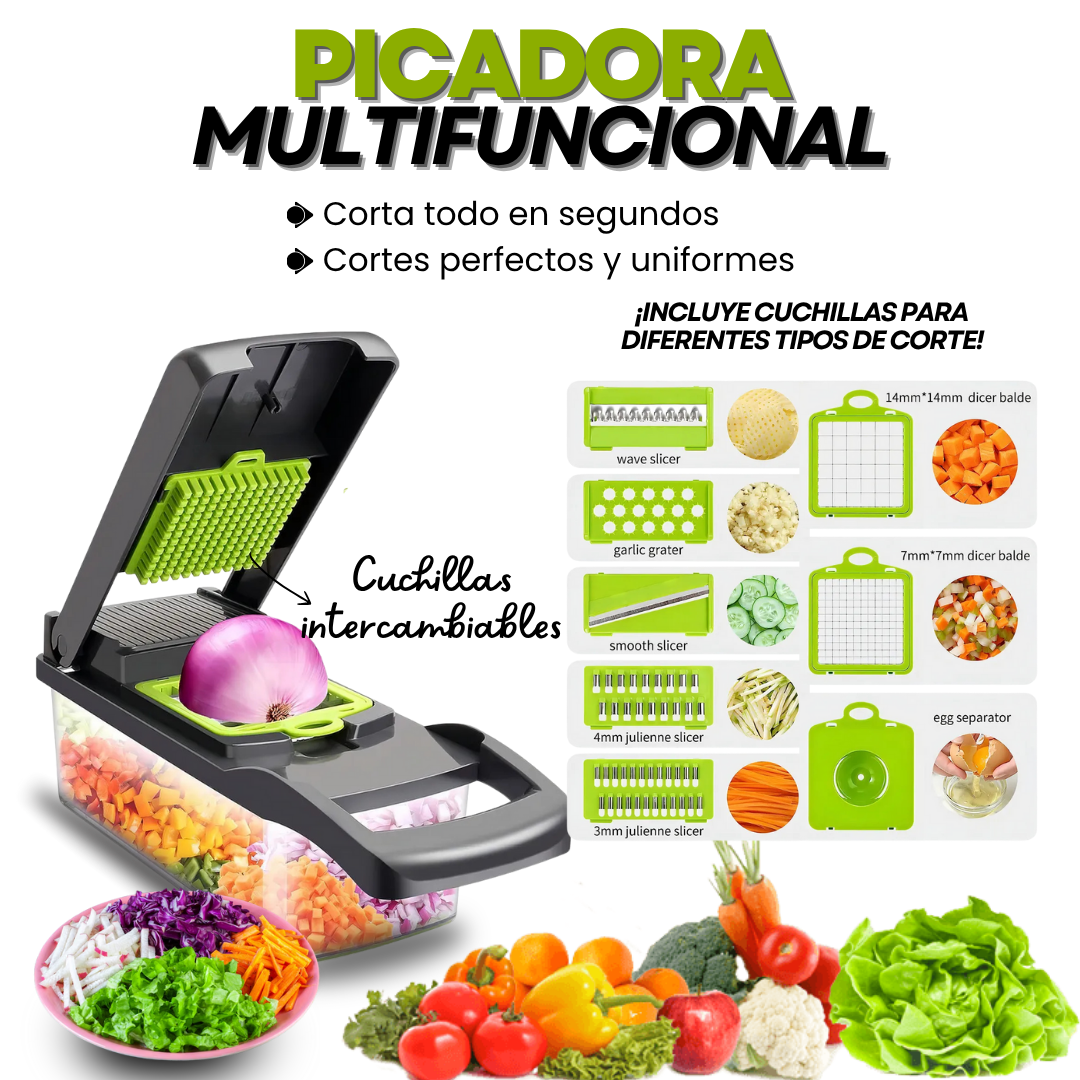 Picador multifuncional: ¡Corta, ralla y rebana en segundo!